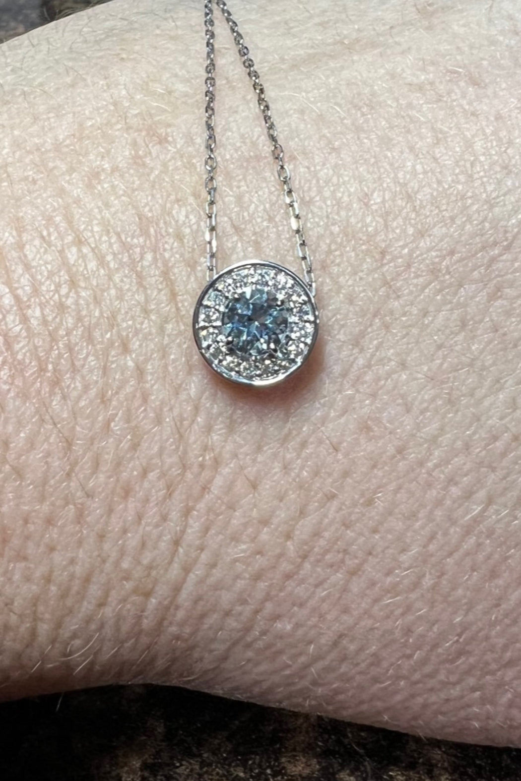 Platinum Aquamarine & Diamond Necklace