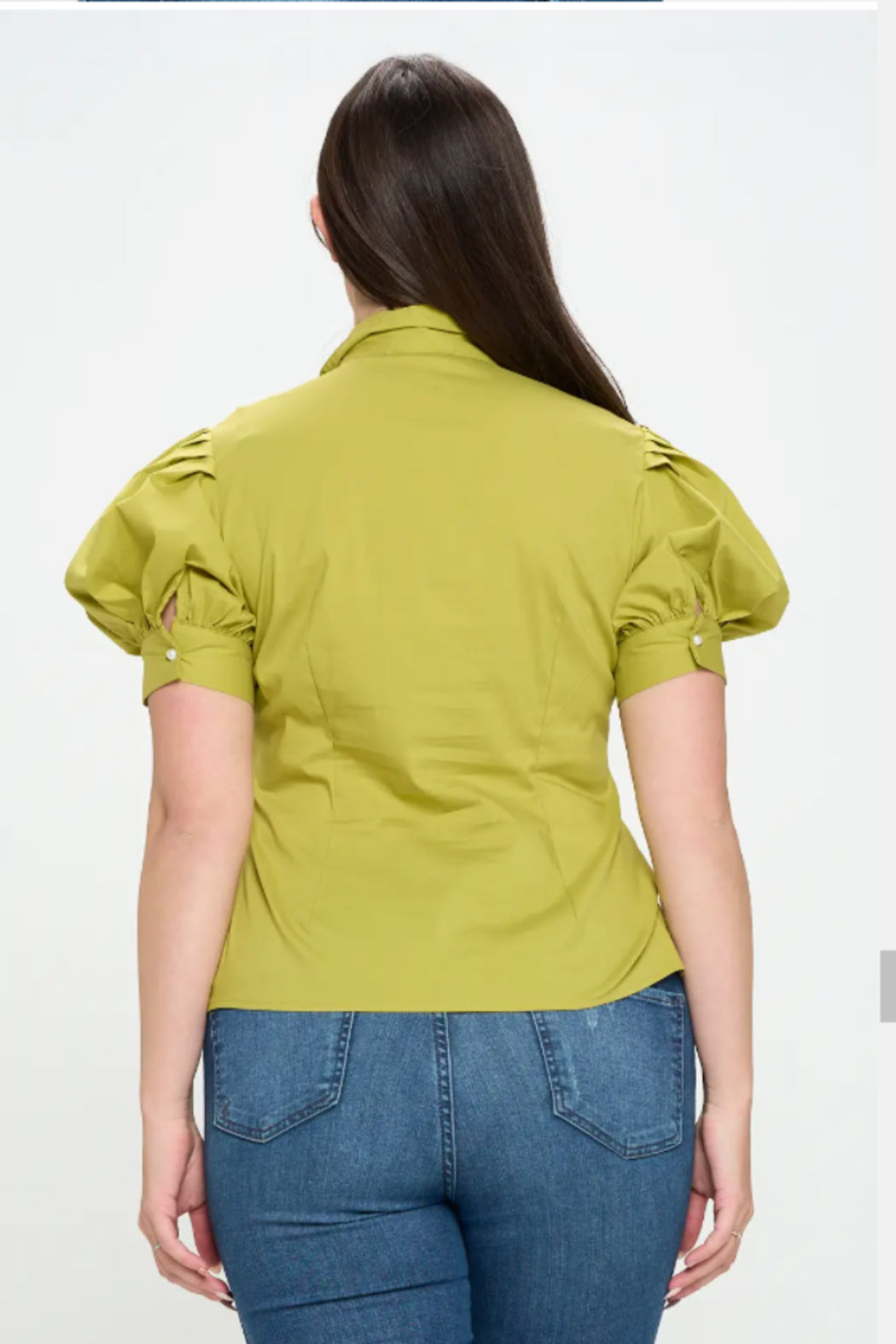 Plus size rhinestone collar shirt