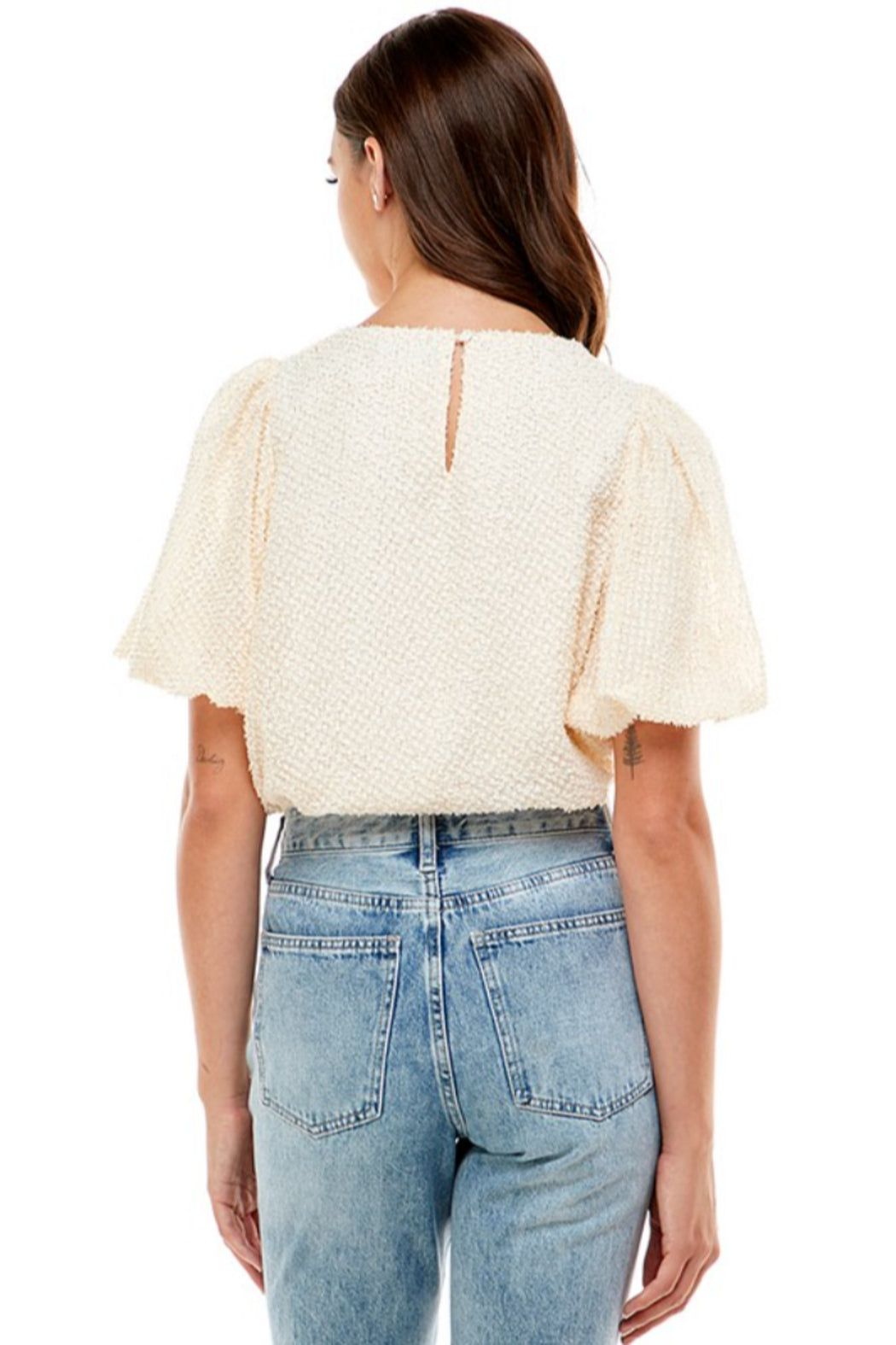 Puff Sleeve Metallic Blouse