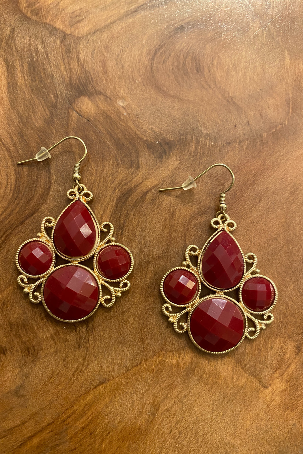 Red and Gold Dangle Earrings