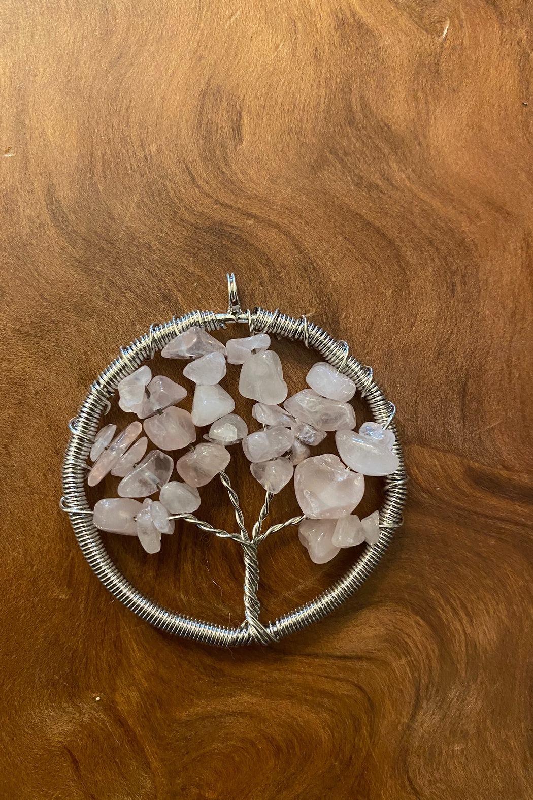 Rose Quartz Wire Wrapped Tree of Life Pendant