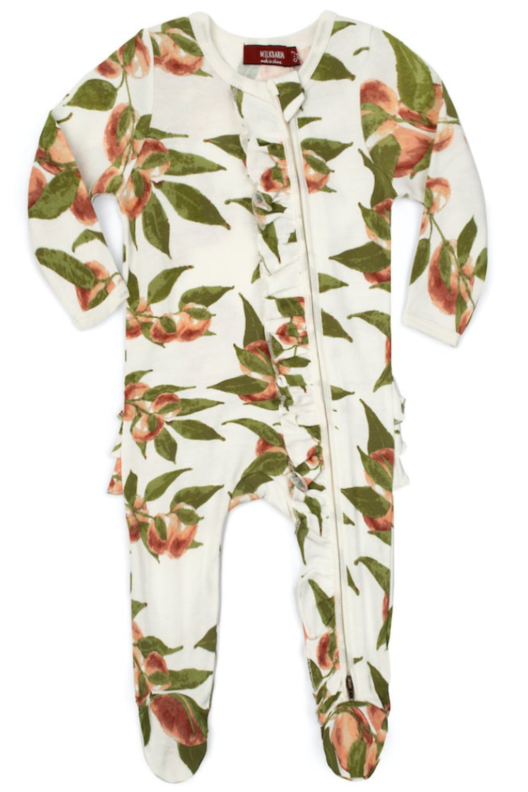 Bamboo RUFFLE BOTTOM Zip Footed Romper