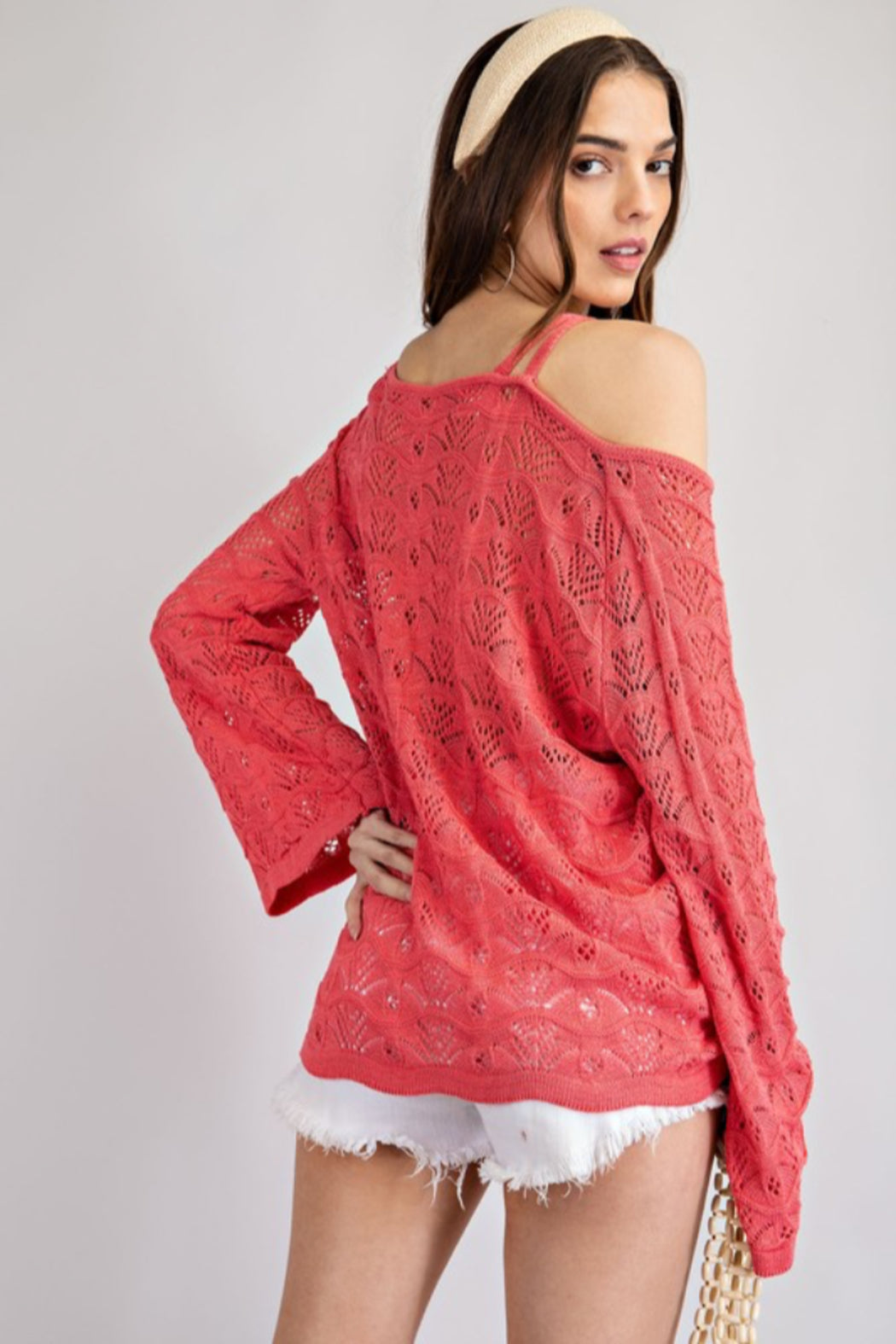 Rushed Side Sheer Pattern Sweater