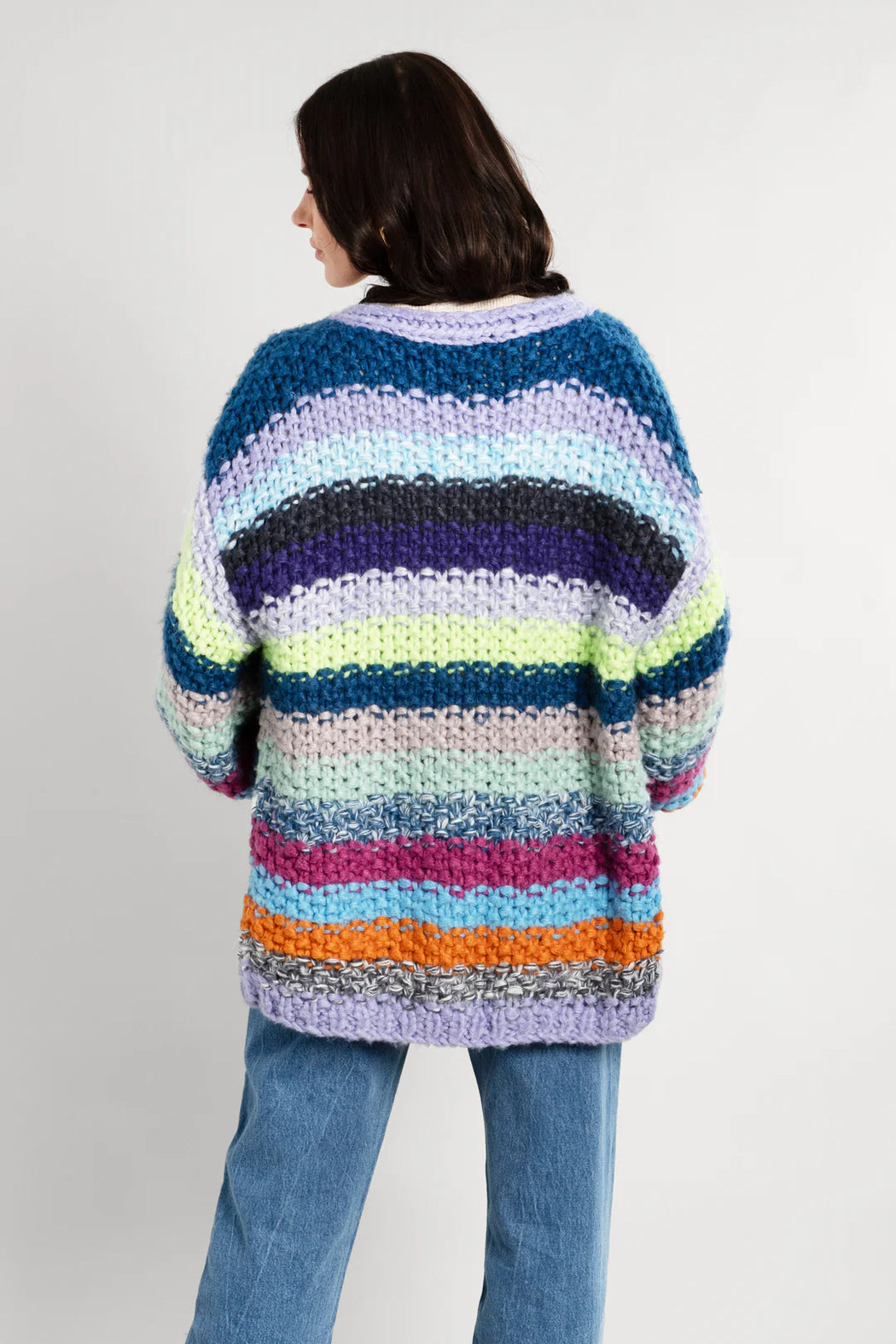 Rainbow Knitted Cardigan Blue Multi