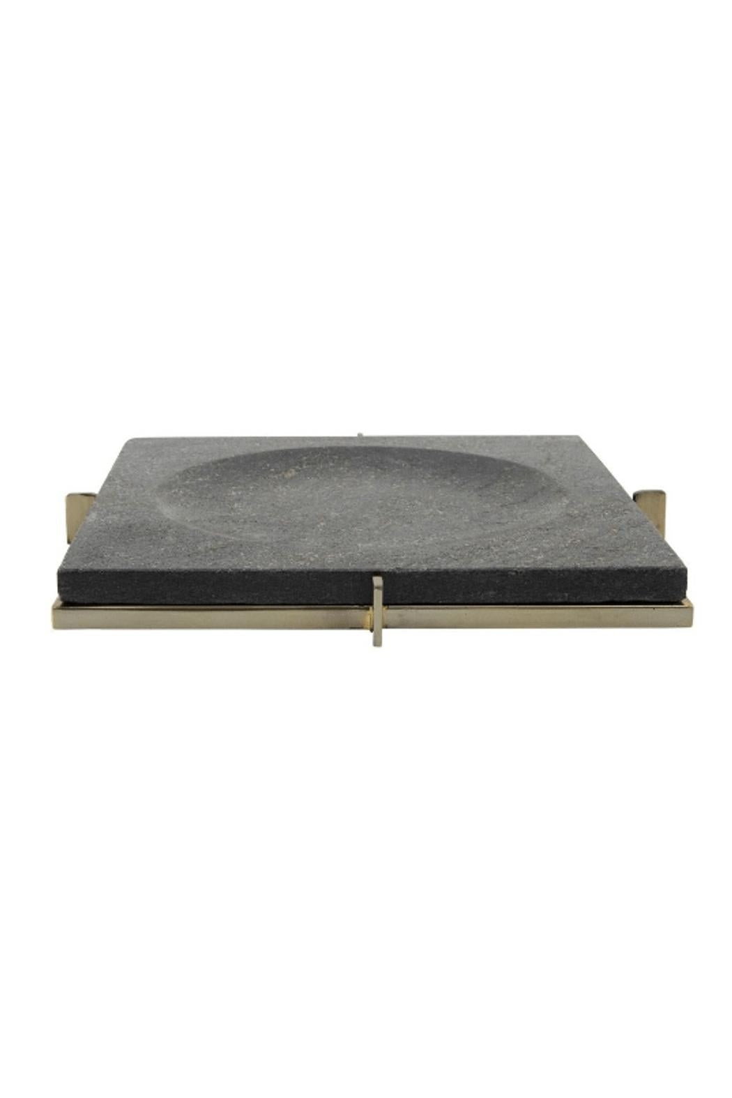 Marble Tray Metal Base Black