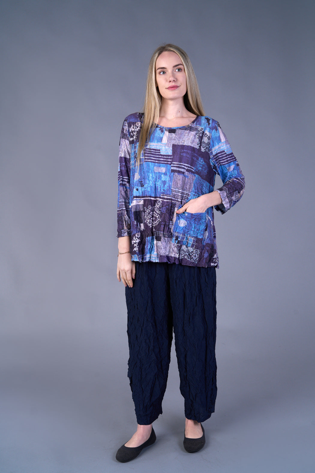 Indigo Patchwork Top