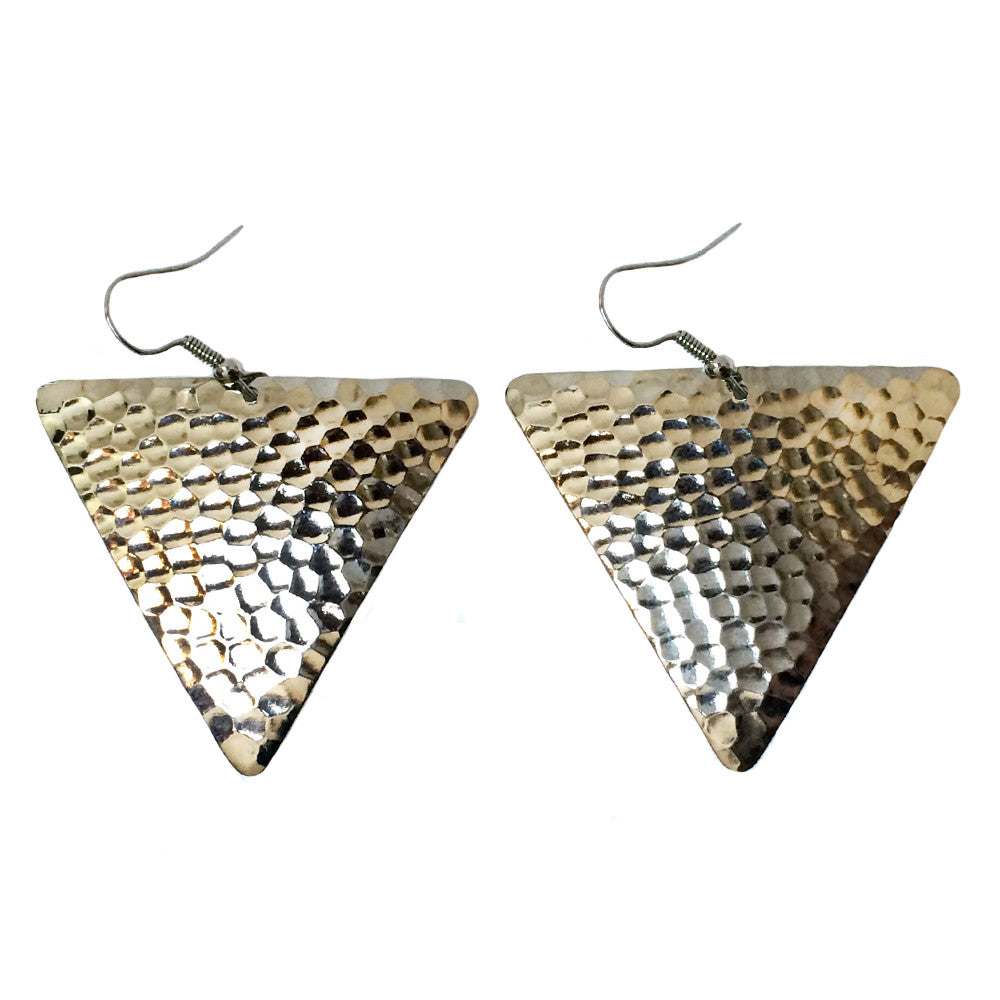 Hammered Triangle Dangle Earrings