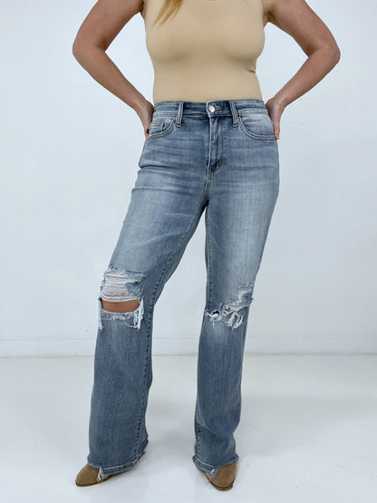 Judy Blue "The Highlight" High Waist 90's Distressed Straight Jeans