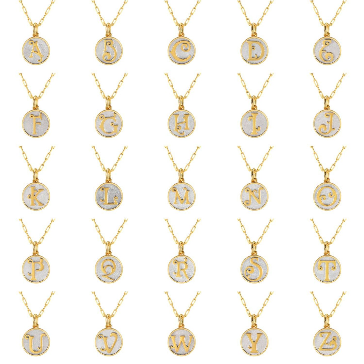 Saints Dainty Fancy Initial Pendant Necklace A-Z