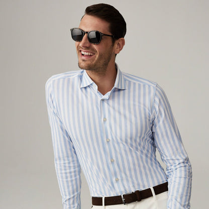 Emanuel Berg Byron Light Blue Striped 4Flex Shirt