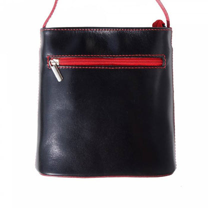 SARAH Italian Leather Crossbody Bag Black/Red