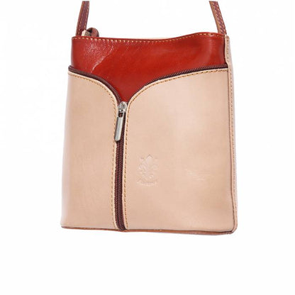 SARAH Italian Leather Crossbody Bag Black/Red