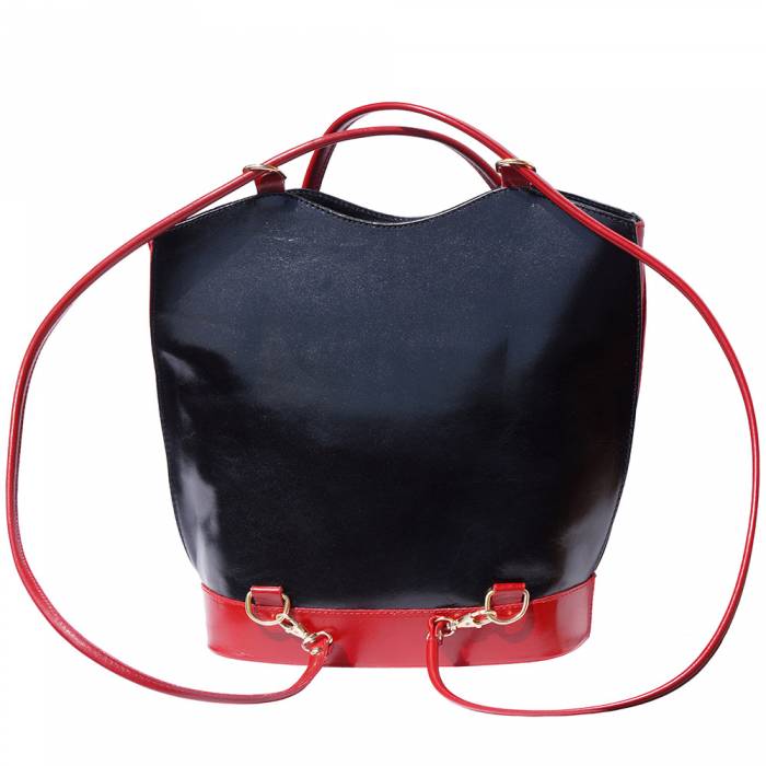 ELLA Convertible Leather Backpack ~ Red/Black