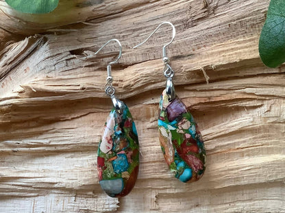Earrings, dangle earrings, stone earrings: Lighter blue