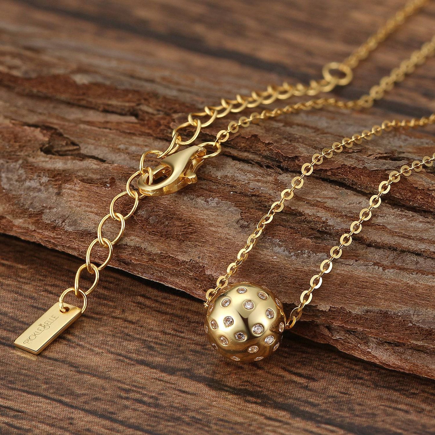 Pickleball Babe Belle BLING Ball Gold Necklace