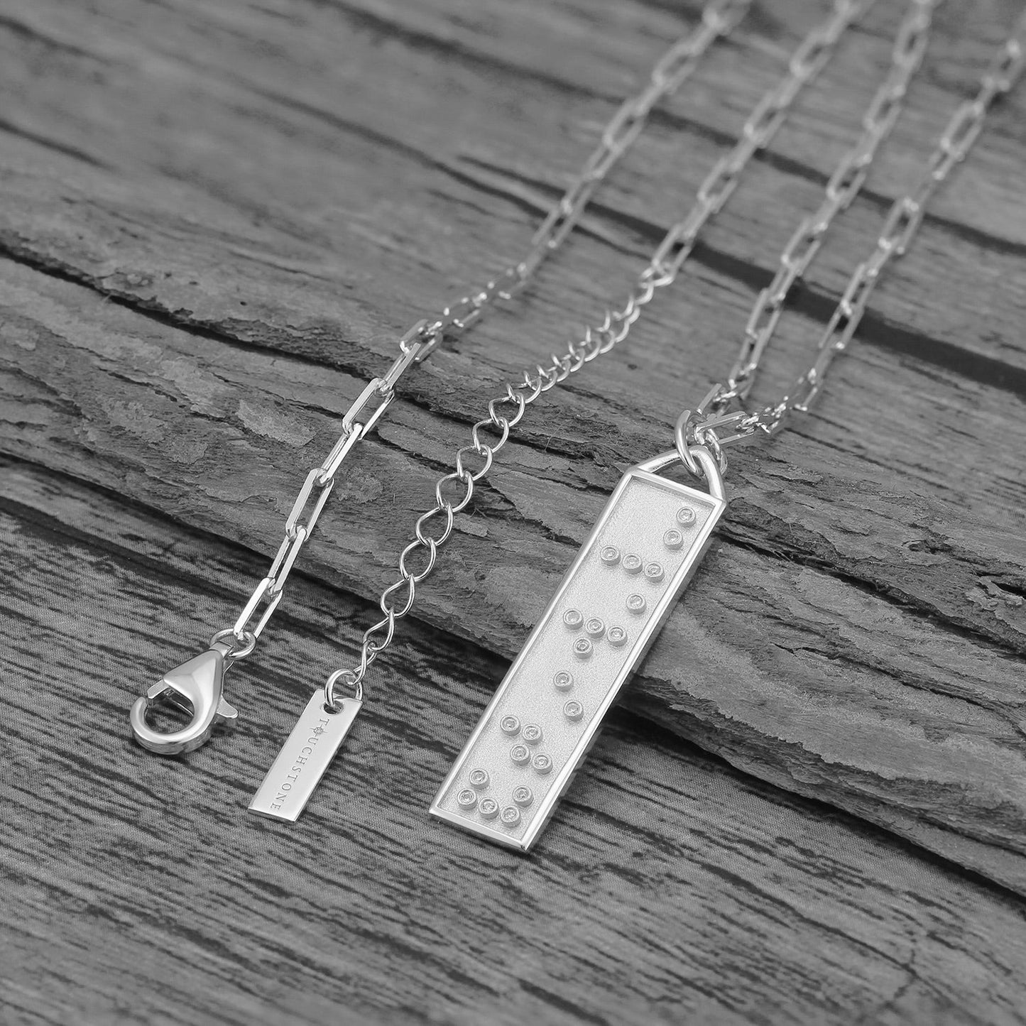 Touchstone Clarity Bar Necklace Silver