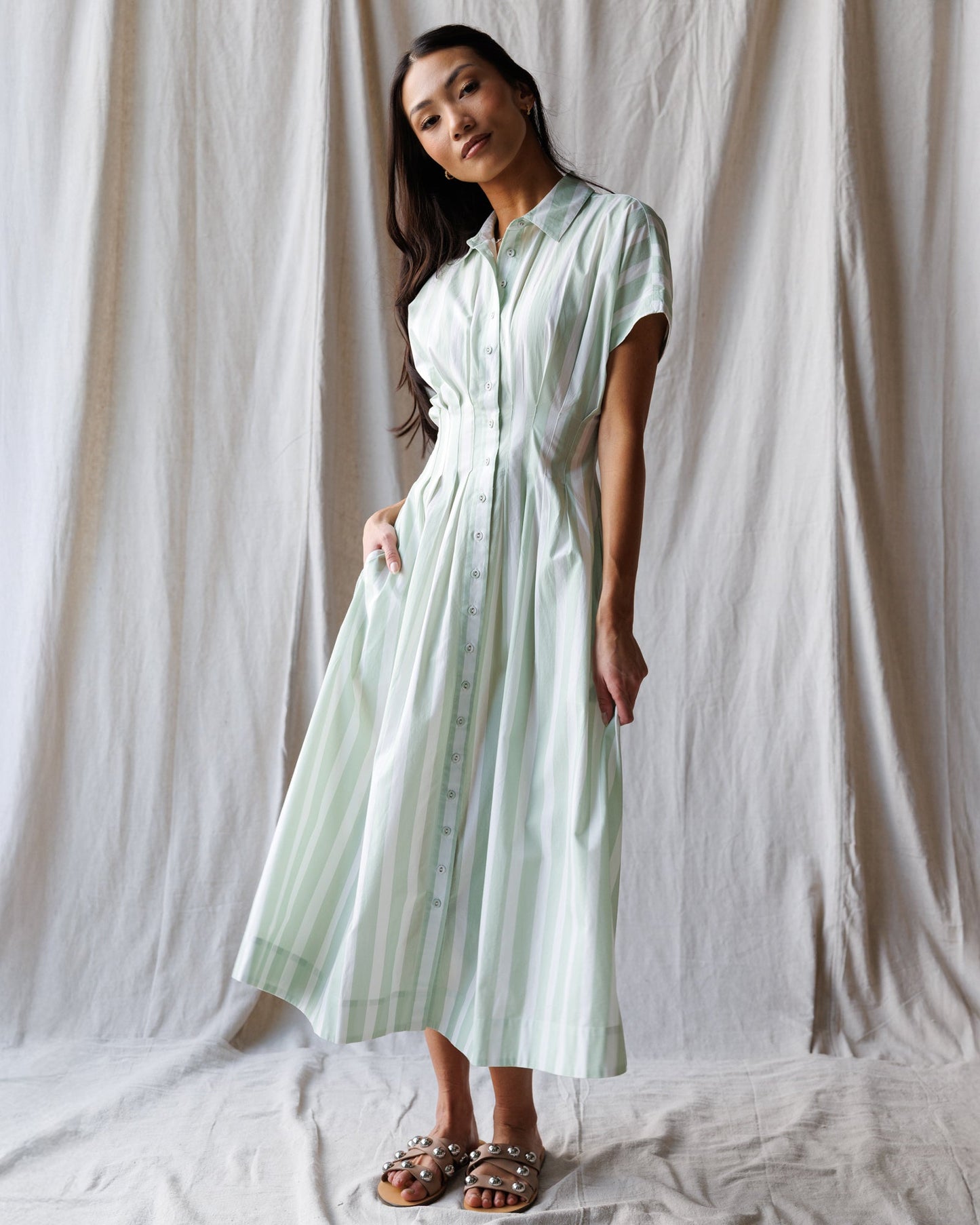 Pleated Shirtdress