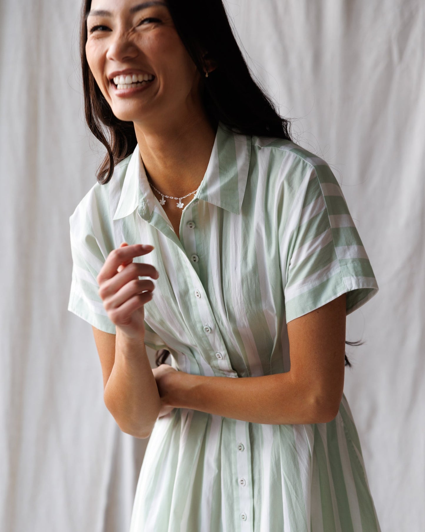Pleated Shirtdress