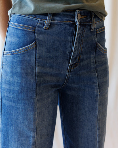 High Rise Seamed Wide Leg Ankle