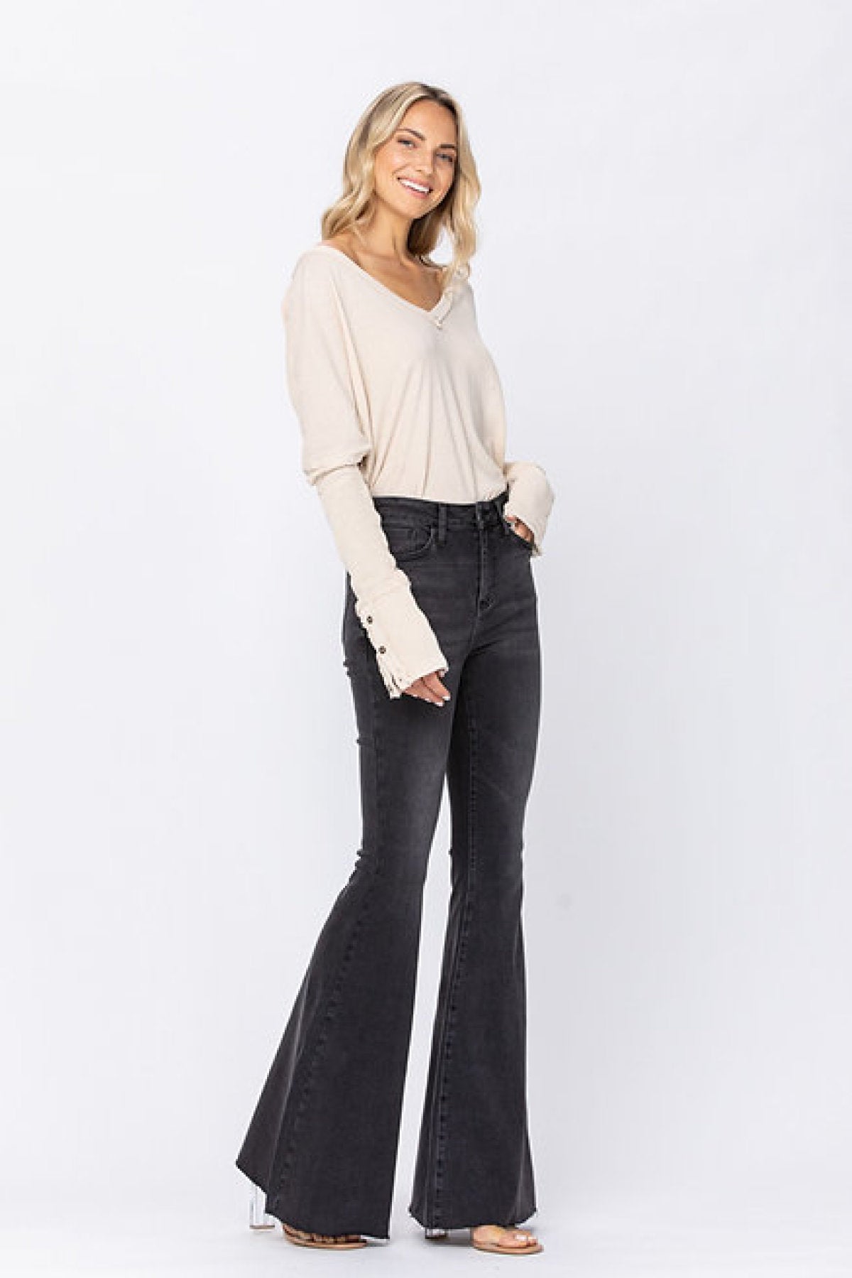 Judy Blue Black Wash High Rise Super Flare Jeans