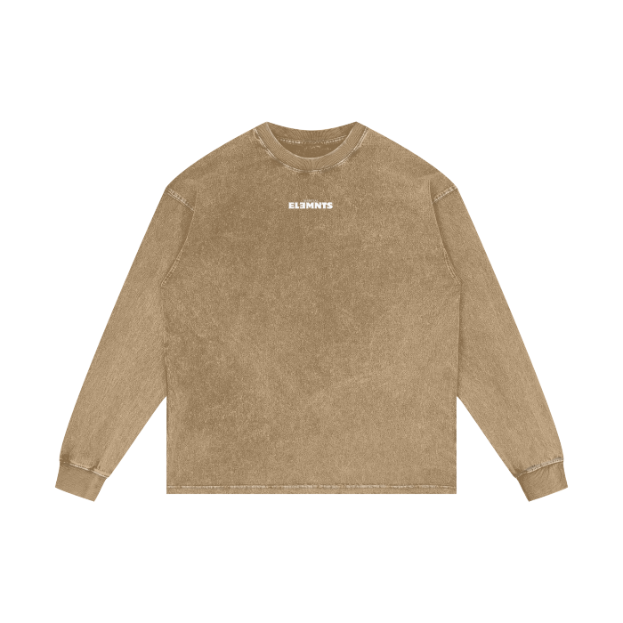 ESSNTIAL ELEMNTS Unisex 250G Acid Wash OS LS Tee