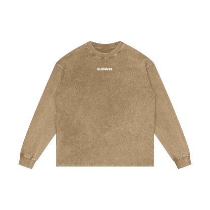 ESSNTIAL ELEMNTS Unisex 250G Acid Wash OS LS Tee