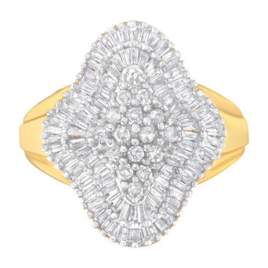 10Kt Yellow Gold 1 Cttw Diamond Cluster Ring (I-J, I1-I2) - Size 6