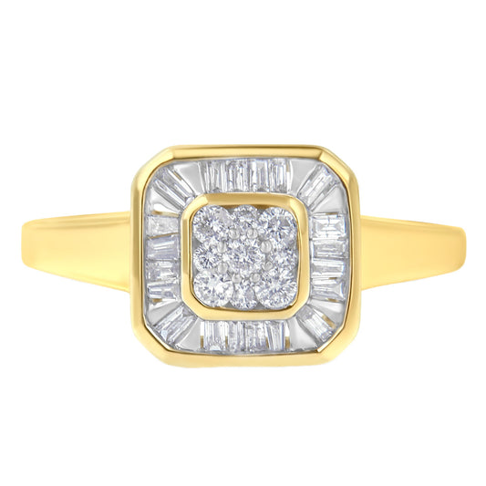10K Yellow Gold Diamond Cocktail Ring (1/2 Cttw, I-J Color, Si2-I1 Clarity) - Size 6