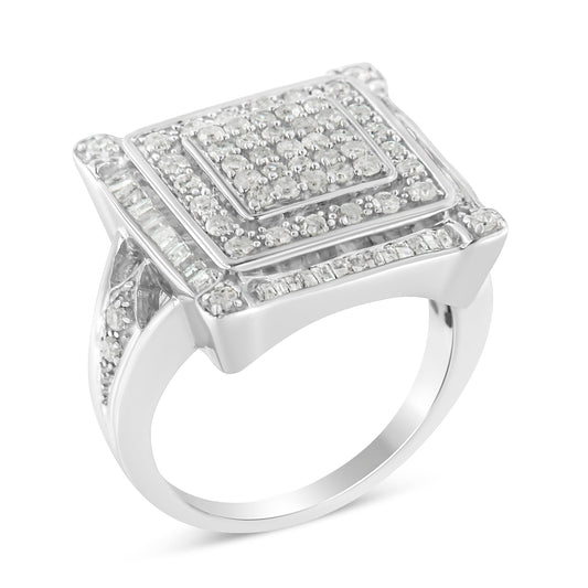 .925 Sterling Silver Round-Cut Cushion Shaped Diamond Ring (1 Cttw, I-J Color, I2-I3 Clarity) - Size 6-1/2