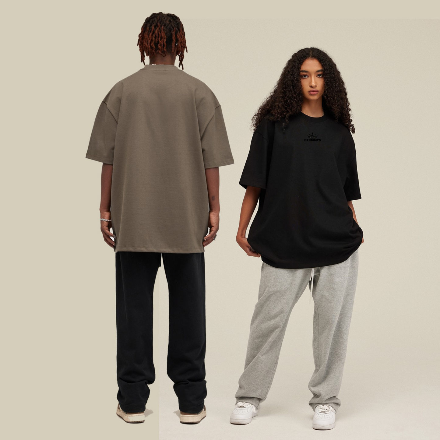 ESSNTIAL ELEMNTS Unisex 425G HW Solid Color Loose Tee