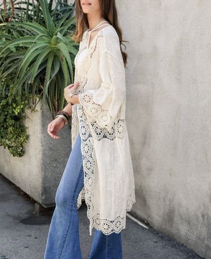 Crochet Open Patch Longline Kimono
