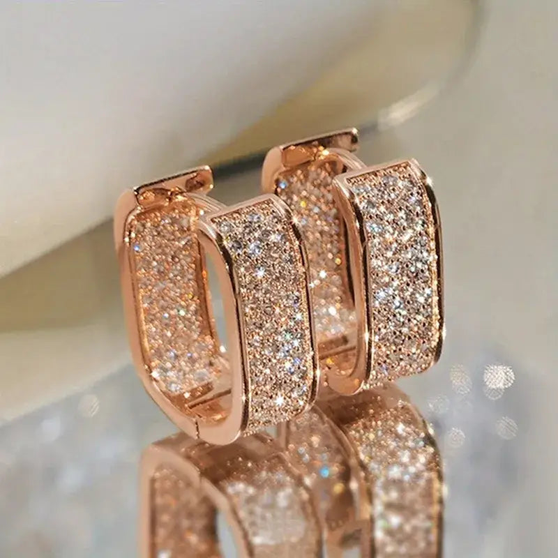 Gold U Shaped Diamond Earrings