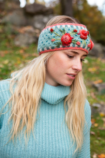 Aubrey  - women's wool knit headband: Begonia