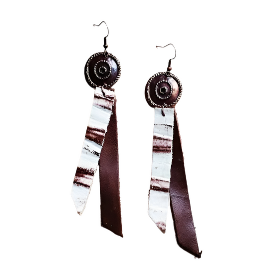 Leather Rectangle Earrings White Chateau