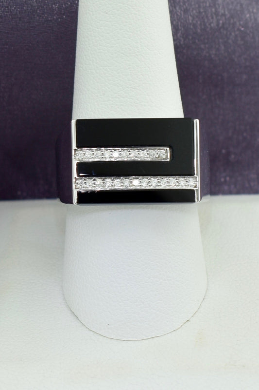 14kt Men's Diam .20cttw & Onyx Ring