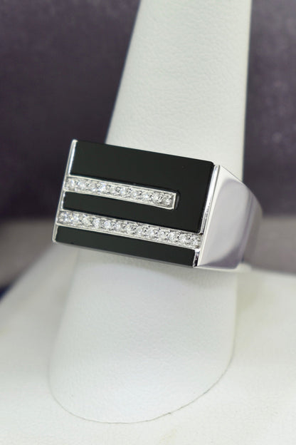 14kt Men's Diam .20cttw & Onyx Ring