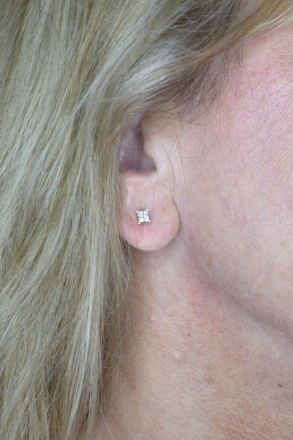 14kt W/Gold Princess Cut Diamond (.50cttw) Earrings