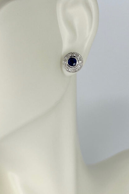 14kt W/Gold Sapphire & Diamond Earrings