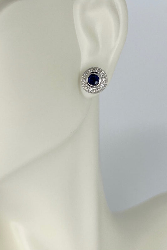 14kt W/Gold Sapphire & Diamond Earrings