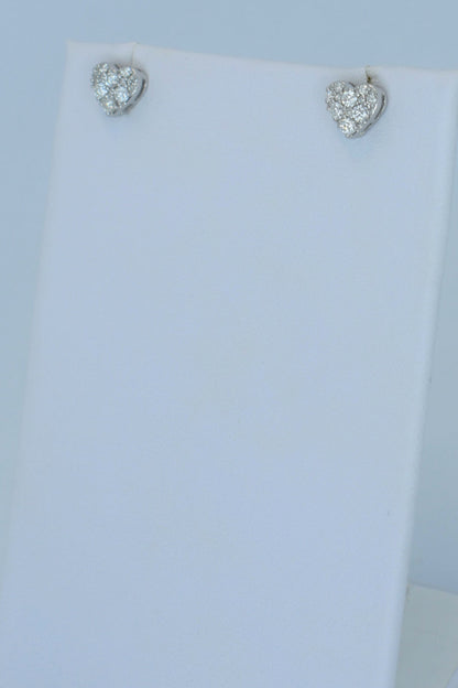 14kt W/Gold Diamond Heart Earrings