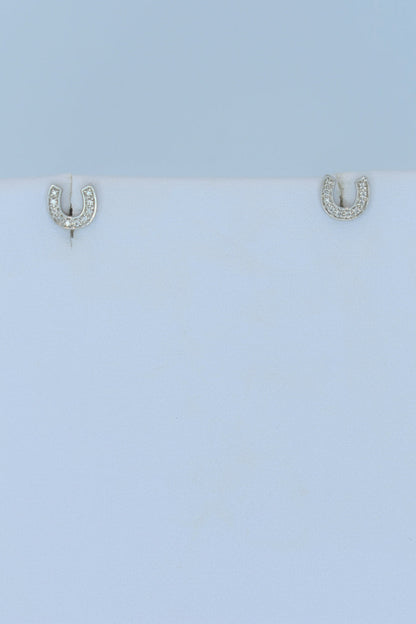 14kt White Gold Diamond Horseshoe Earrings
