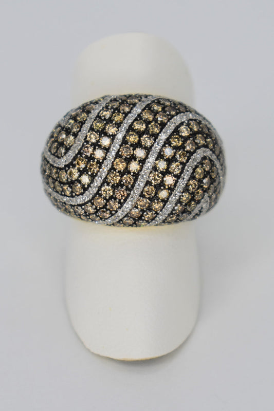14kt Yellow Gold Chocolate & White Diamond Ring