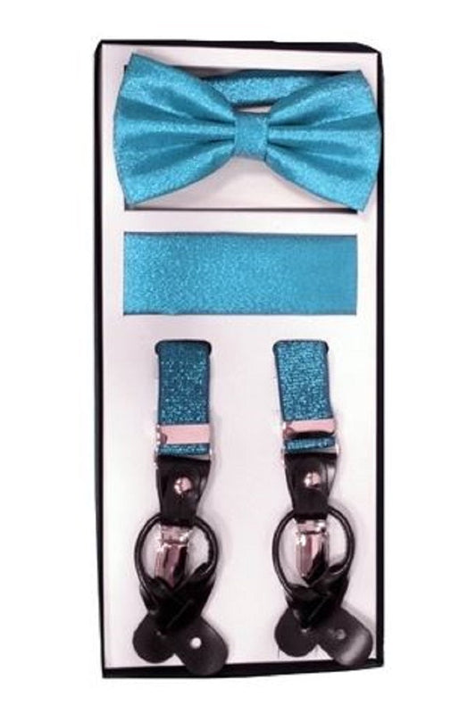 Metallic Turquoise Suspender Set