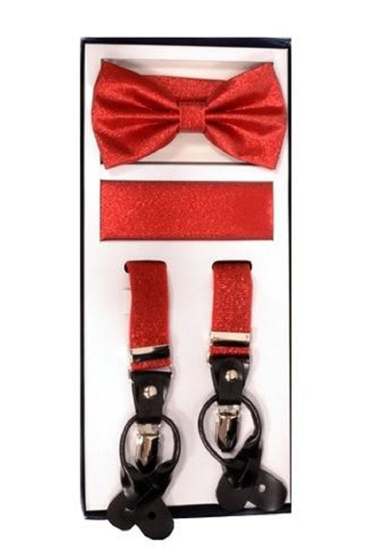Metallic Red Suspender Set