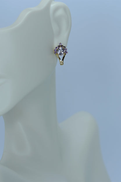 10kt Yellow Gold Amethyst Earrings