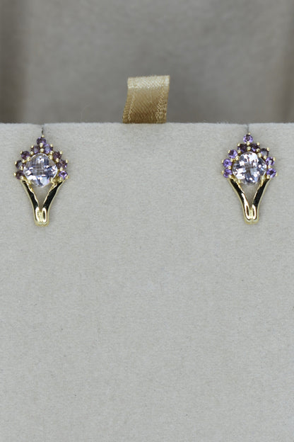 10kt Yellow Gold Amethyst Earrings