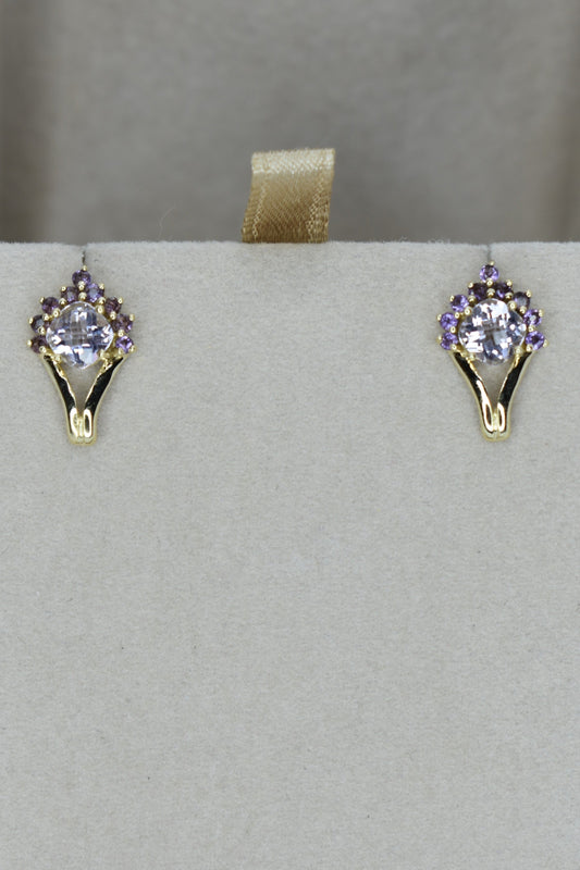 10kt Yellow Gold Amethyst Earrings