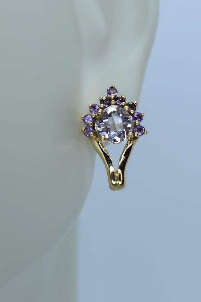 10kt Yellow Gold Amethyst Earrings