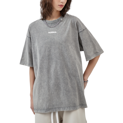 ESSNTIAL ELEMNTS Unisex 250G Acid Wash Oversize Tee
