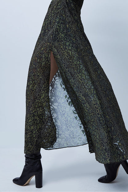 Green Multi Smocked Maxi Dress